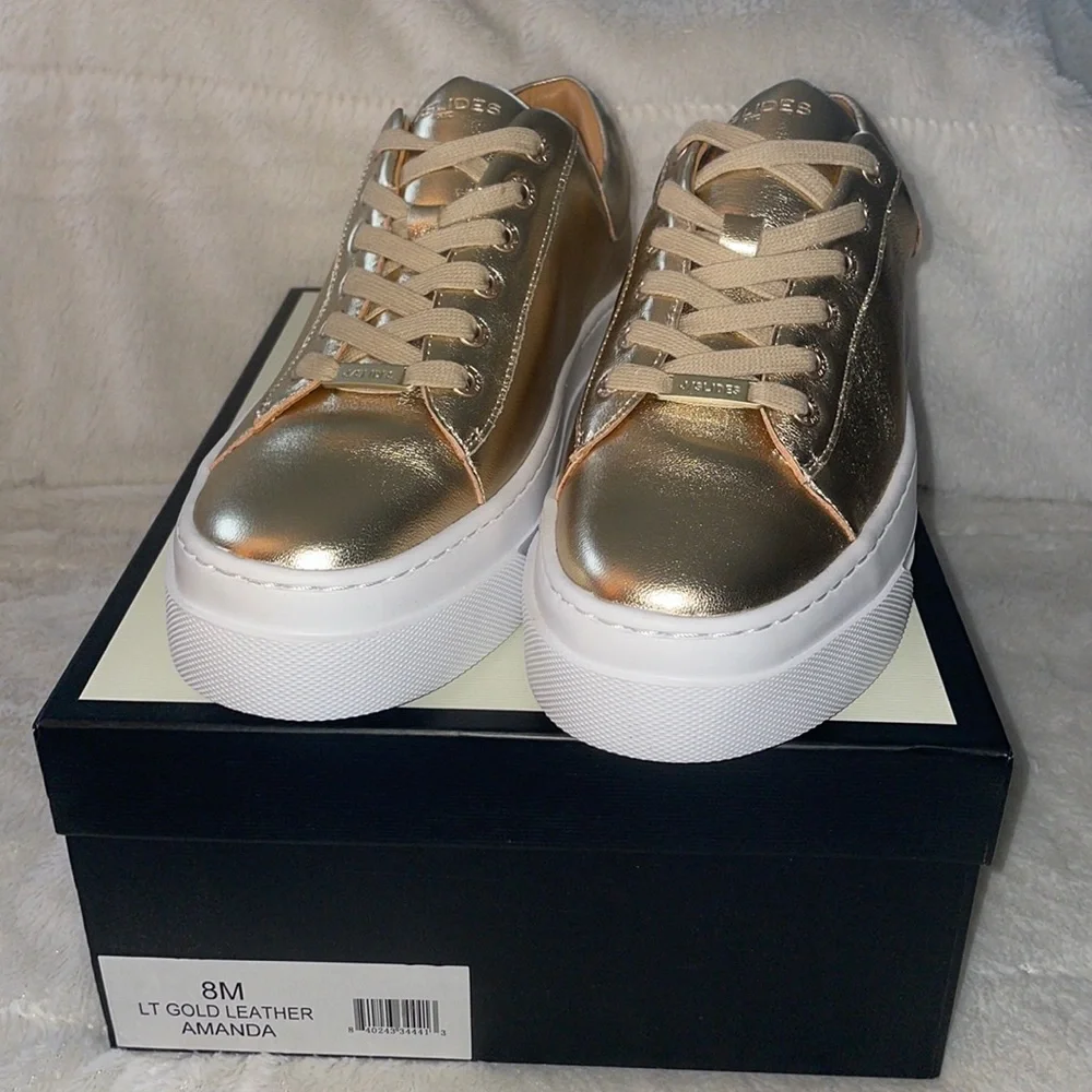 NWT J/SLIDES AMANDA Gold Leather - Picture 8 of 15